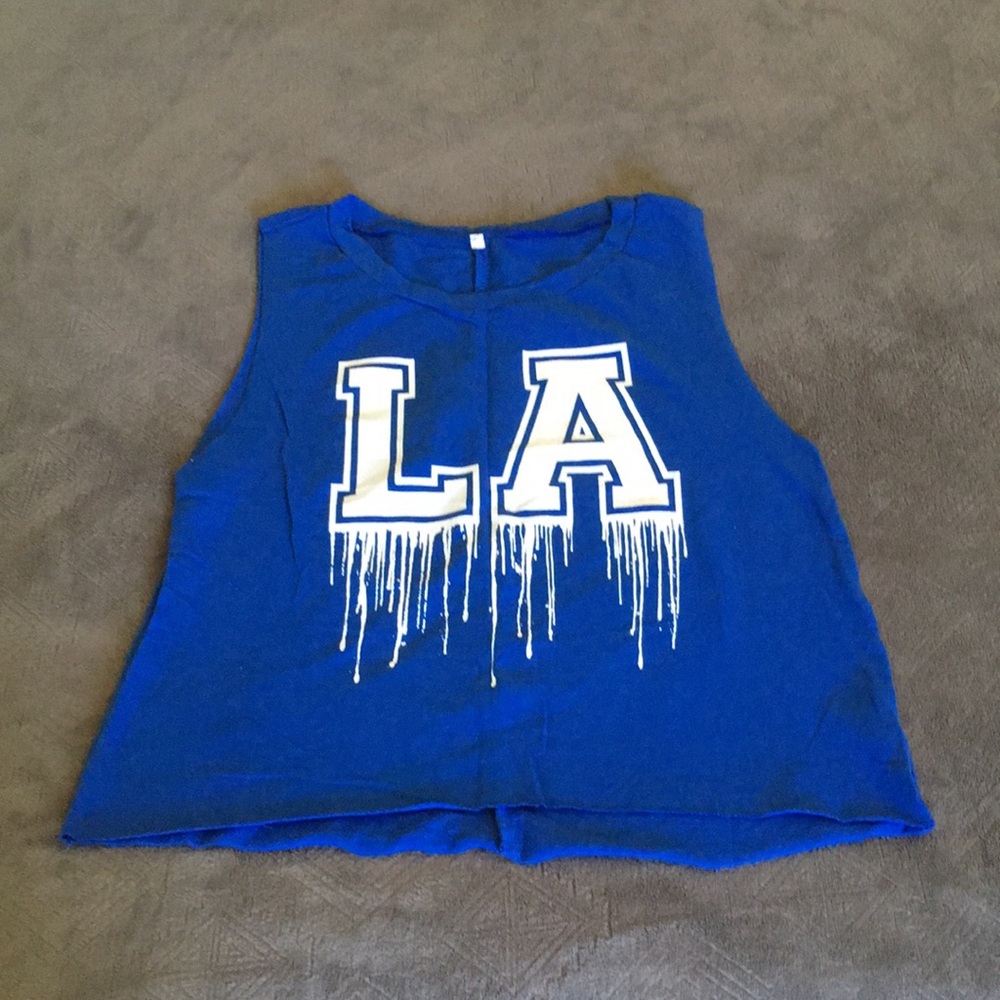 Blue Graphic LA Tank Top